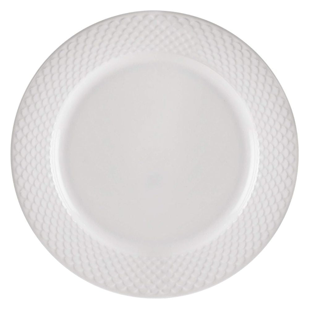 Clay Craft Ceramic Basic Dinner Plate Ripple | White | 1 Pc