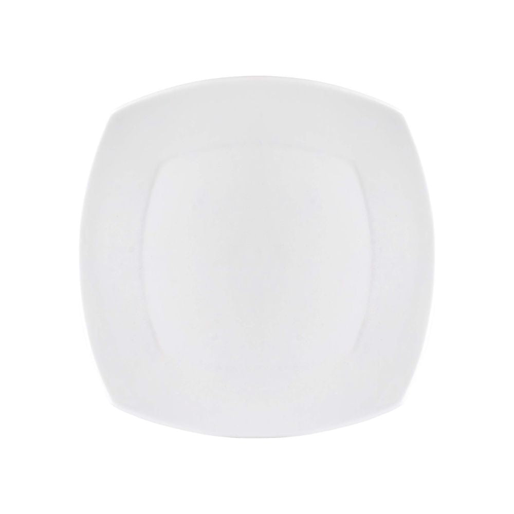 Clay Craft Ceramic Basic Dinner Plate Zen Square | White | Set of 4 Pc