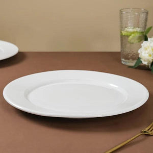 Clay Craft Ceramic Basic Quarter Plate Georgian  | White | Set of 4 Pcs