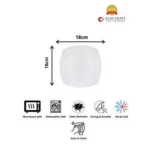 Clay Craft Ceramic Basic Quarter Plate Zen Square |  White | 1 Pc