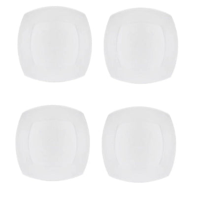 Clay Craft Ceramic Basic Quarter Plate Zen Square | White | Set of 4 Pc