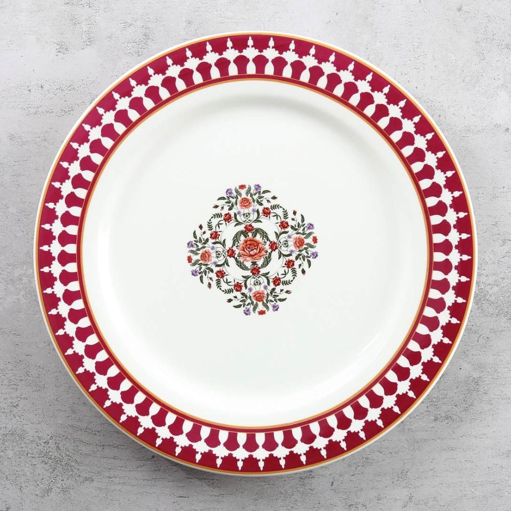 India Circus Ceramic Floral Fountain Dinner Plate | 1 Pc