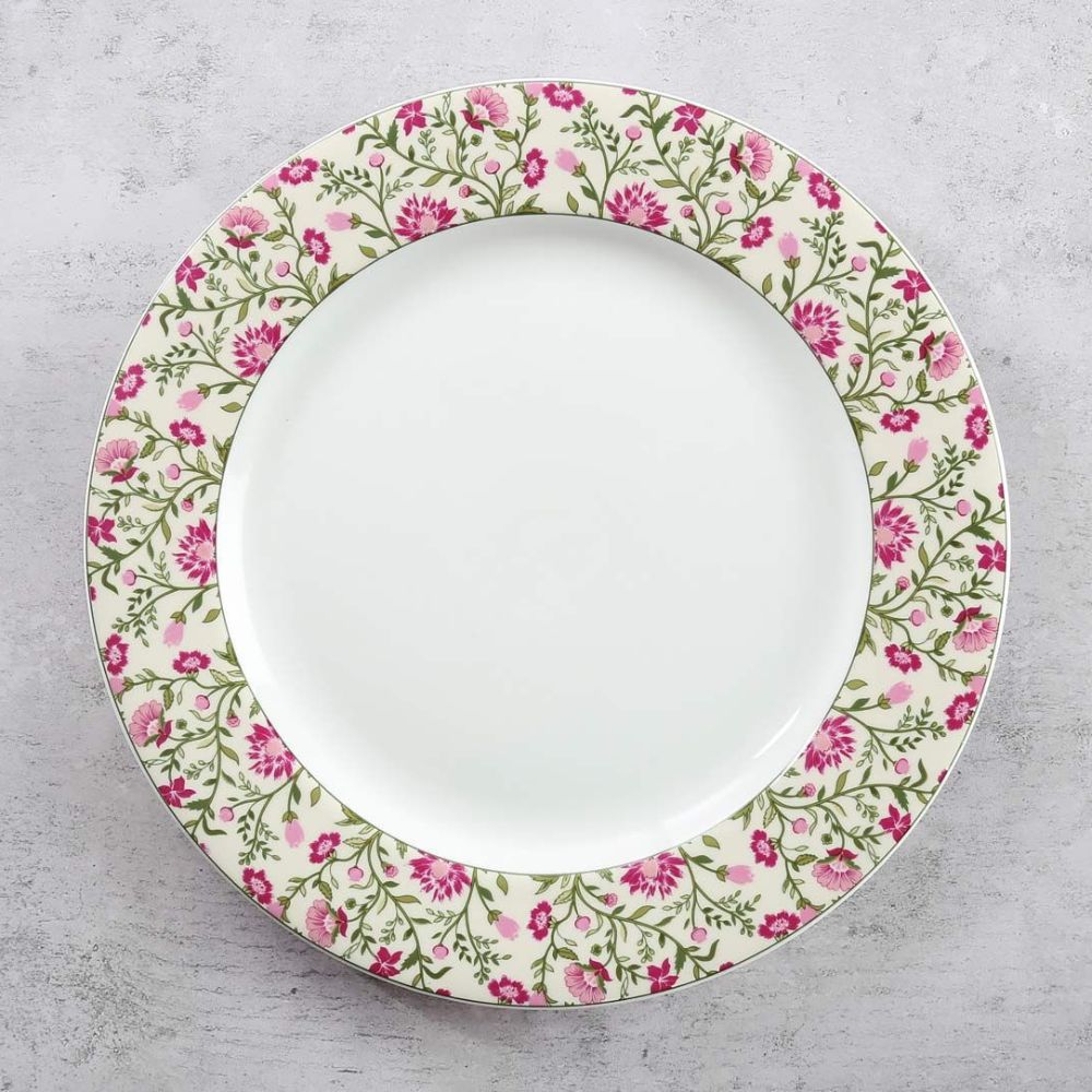 India Circus Ceramic Rose Mallow Moscheutos Dinner Plate | 1 Pc
