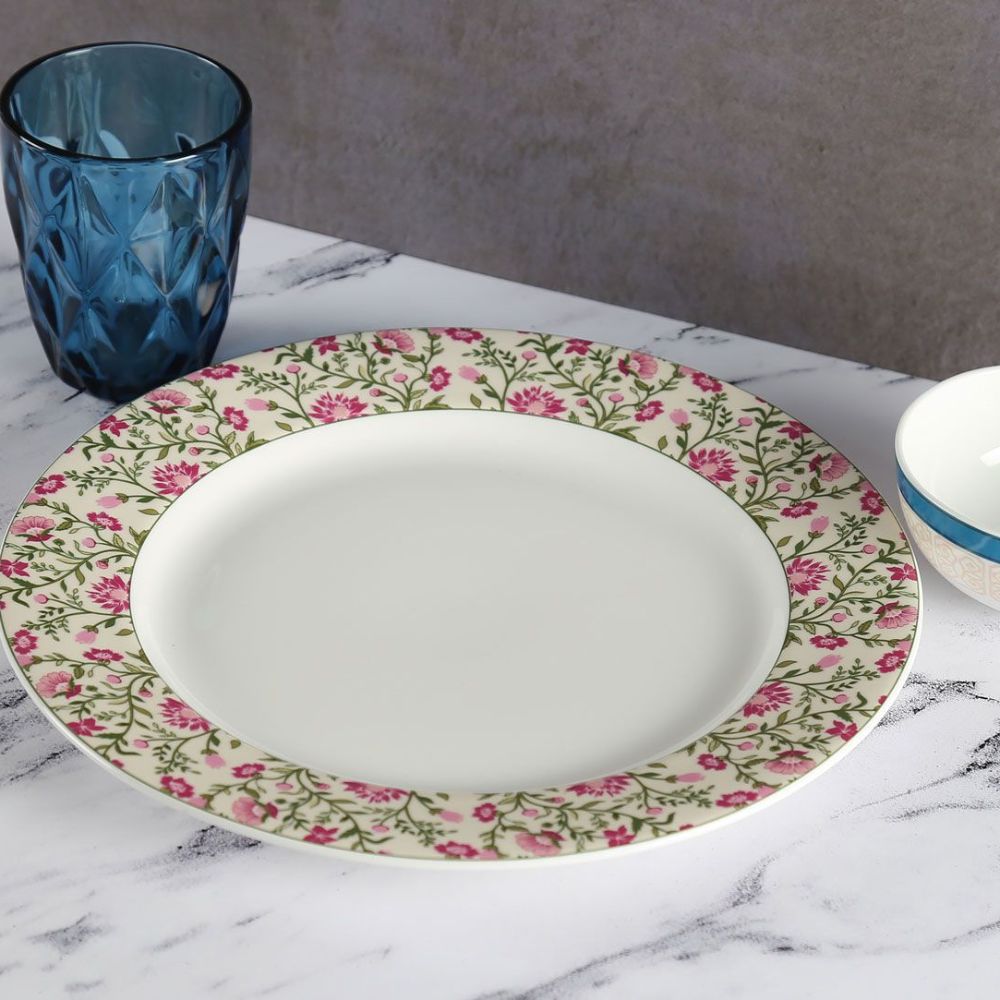 India Circus Ceramic Rose Mallow Moscheutos Dinner Plate | 1 Pc