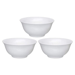 Clay Craft Ceramic Multipurpose Asian Bowl Set | White | Set of 3 Pcs