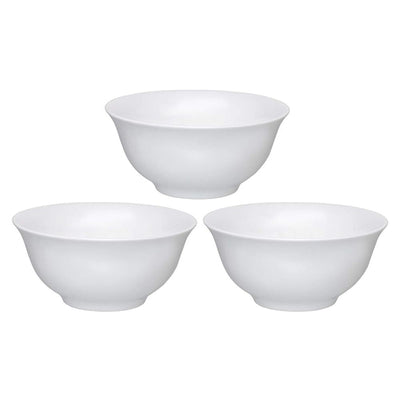 Clay Craft Ceramic Multipurpose Asian Bowl Set | White | Set of 3 Pcs