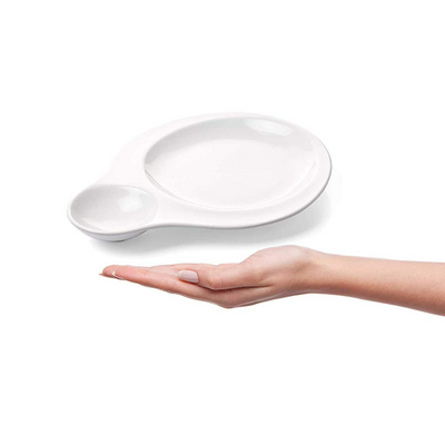 Clay Craft Ceramic Basic Platter Chip & Dip Belly | White | 1 Pc