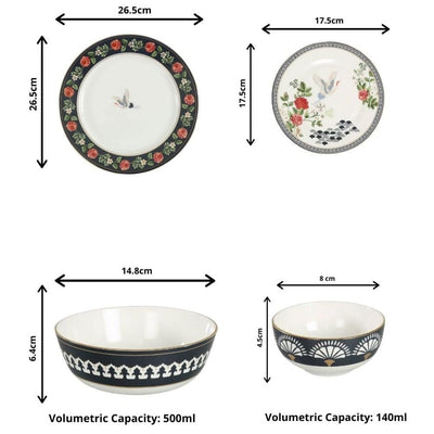 India Circus Gruidae's Trance Dinner Set | Premium 22K Liquid Gold | Set of 20 Pcs