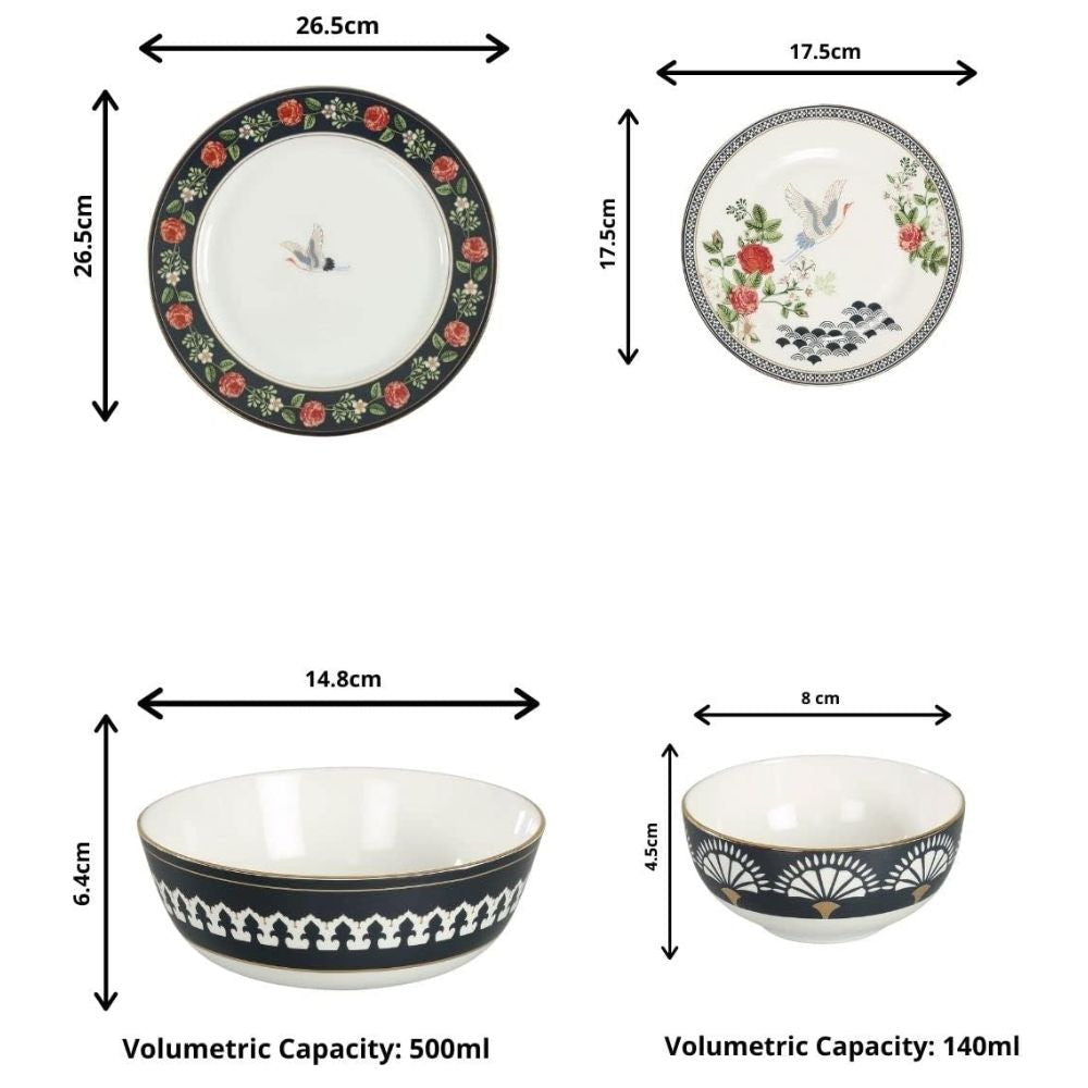 India Circus Gruidae's Trance Dinner Set | Premium 22K Liquid Gold | Set of 20 Pcs