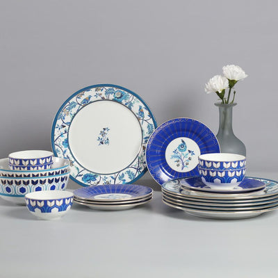 India Circus Botanical Elegance Dinner Set | Premium 22K Liquid Gold | Set of 20 Pcs