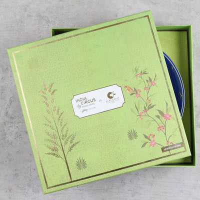 India Circus Botanical Elegance Pasta Plate Set | Premium 22K Liquid Gold | Set of 2 Pcs