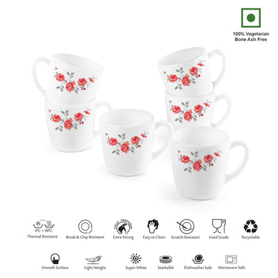 Imperial Red Rose Fantasy Ricca Mugs, 6 Pieces
