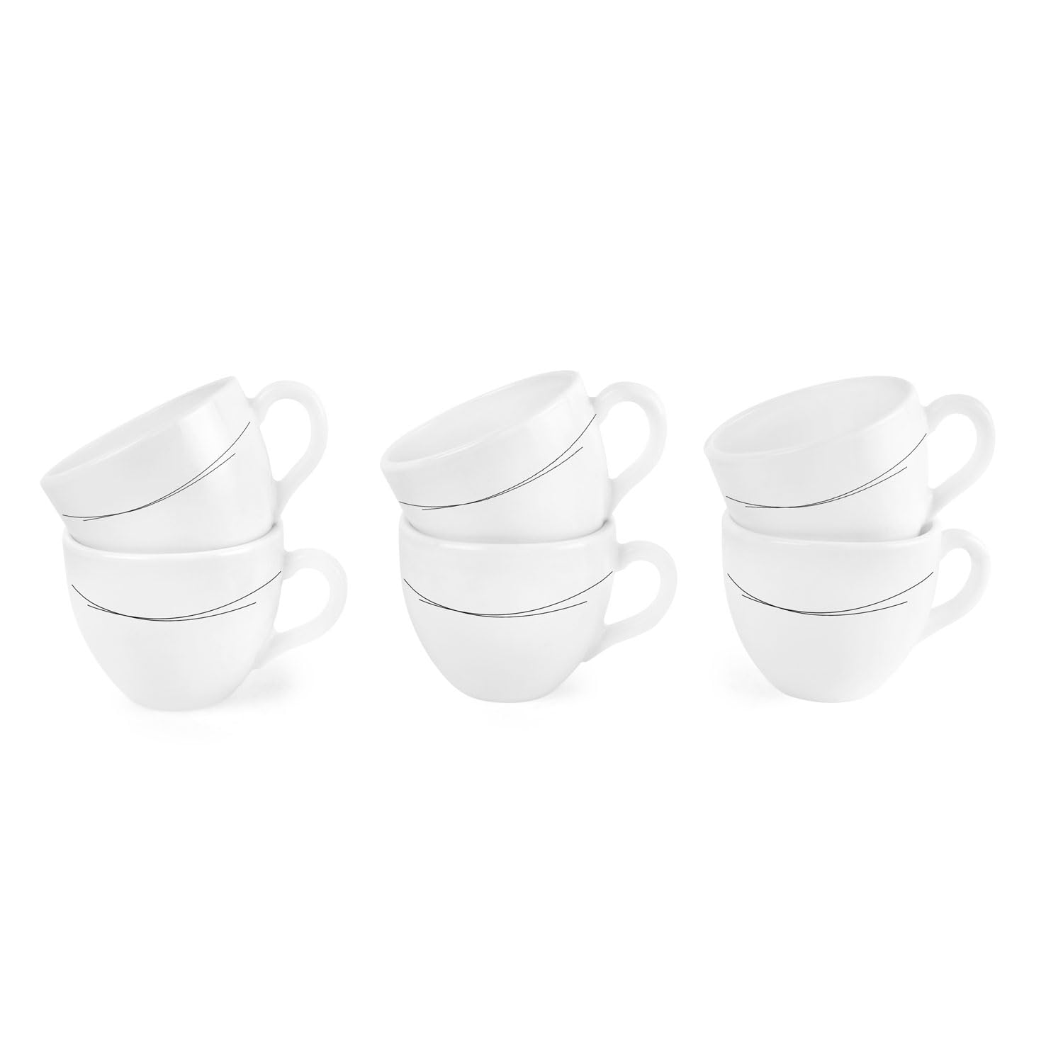 Royale Black Curves 6 Pieces Costa Cup & Saucer