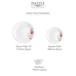 Dazzle Series 18 Pieces Opalware Dinner Set for Family of 6