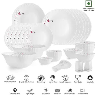 Dazzle Series 35 Pieces Opalware Dinner Set for Family of 6