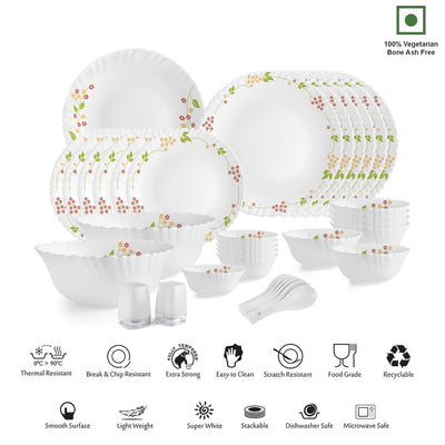 Dazzle Series 35 Pieces Opalware Dinner Set for Family of 6