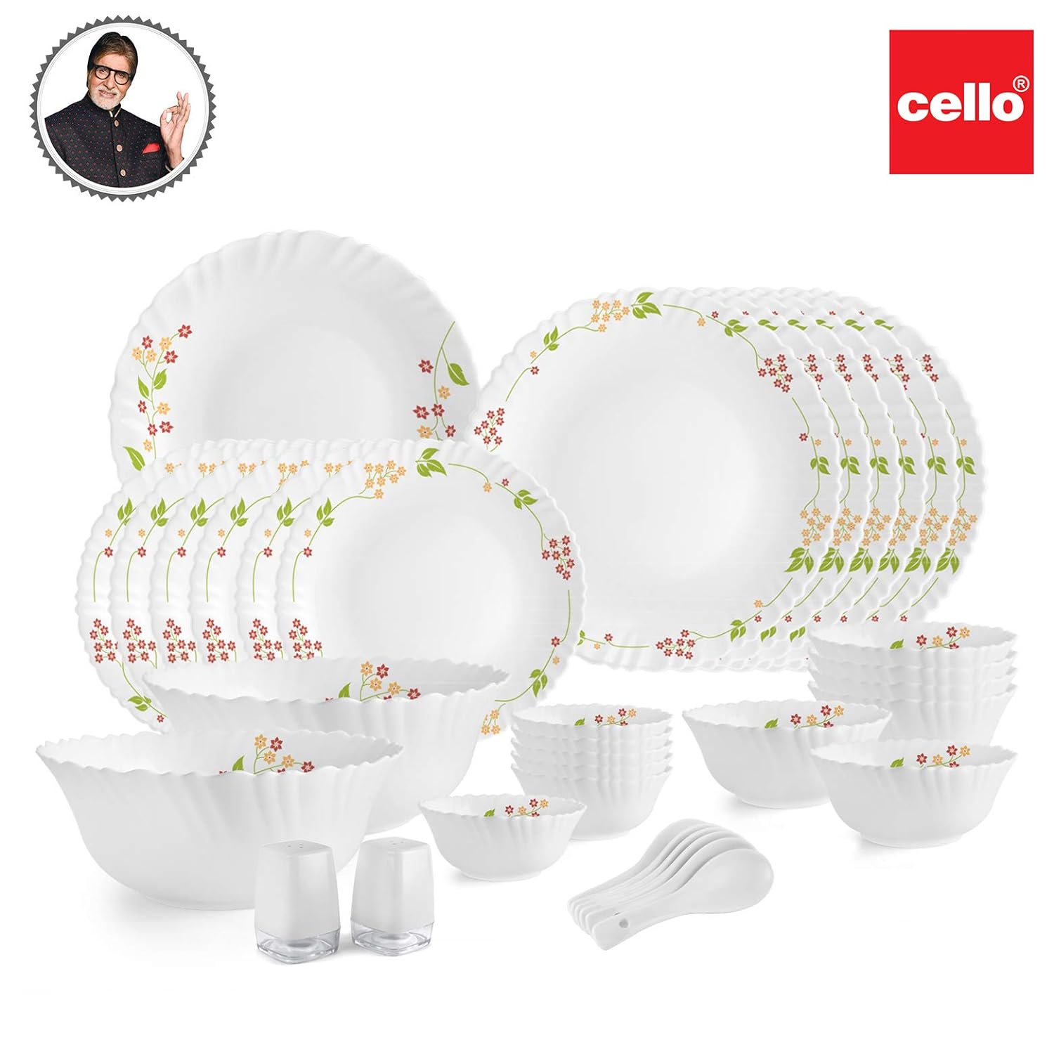 Dazzle Series 35 Pieces Opalware Dinner Set for Family of 6