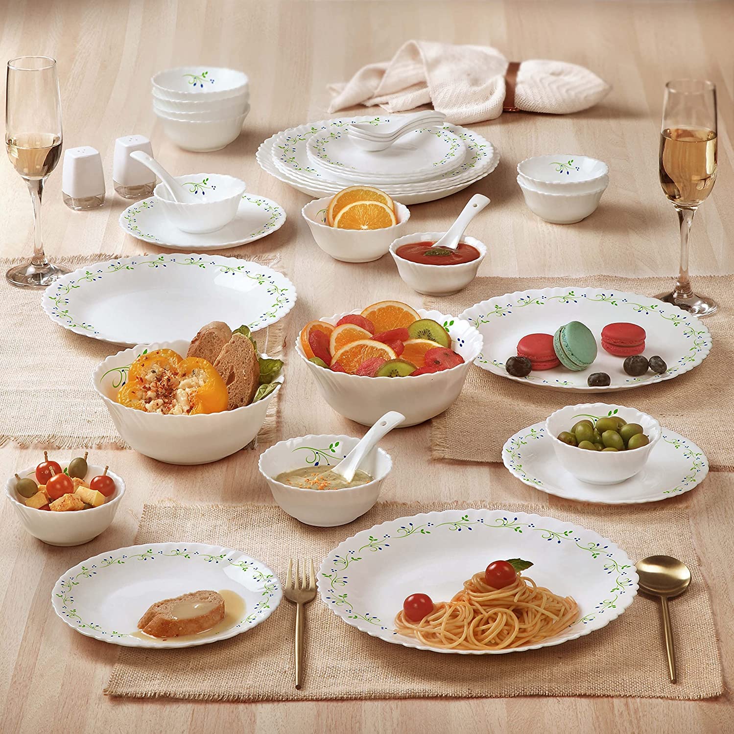 Dazzle Series 35 Pieces Opalware Dinner Set for Family of 6