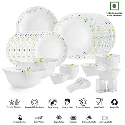 Dazzle Series 35 Pieces Opalware Dinner Set for Family of 6