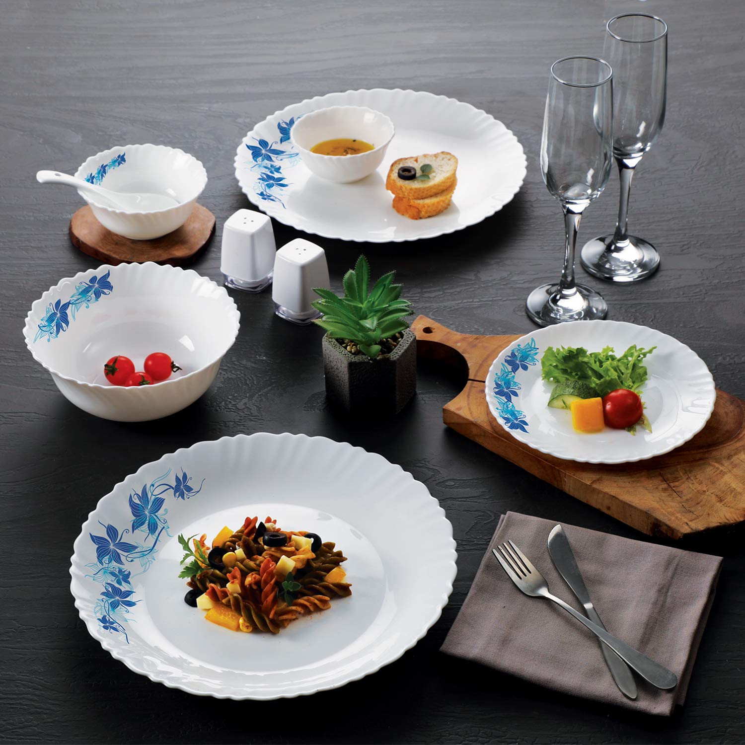 Dazzle Series 35 Pieces Opalware Dinner Set for Family of 6