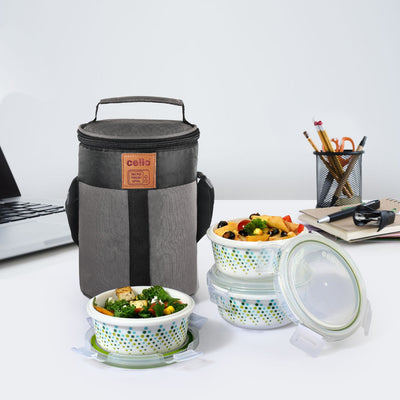 Bubble Drop Opalware Lunch Box with Jacket