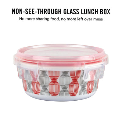 Red Trellis Opalware Lunch Box with Jacket