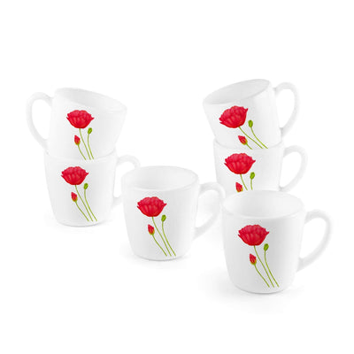 Imperial Red Poppy Ricca Mugs, 6 Pieces