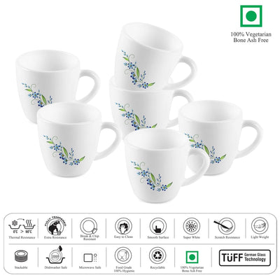 Imperial Blue Creeper Ricca Mugs, 6 Pieces