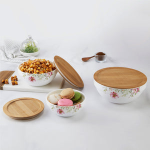 Royale Series Mixing bowls with bamboo lid Gift Set, 3 Pieces