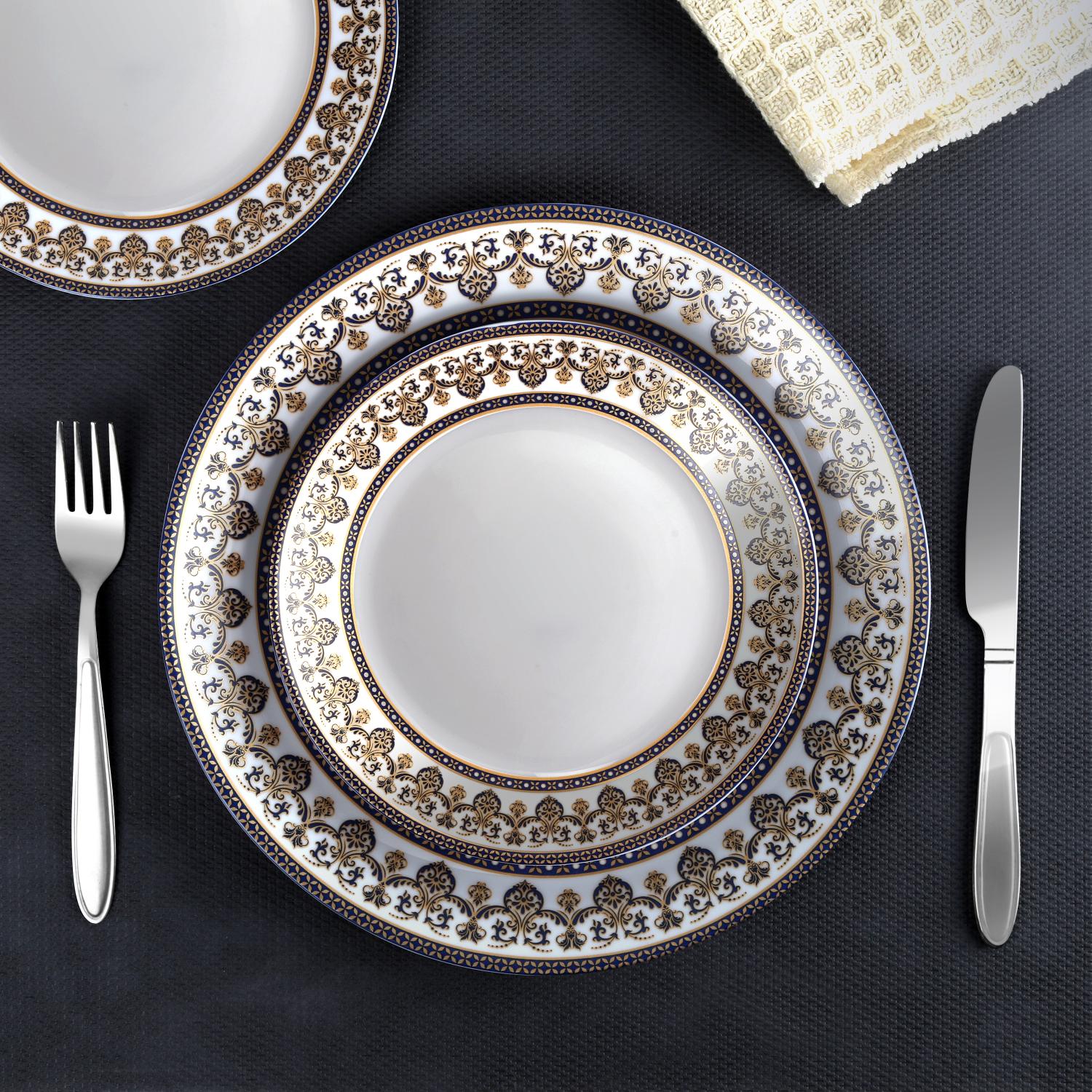 Solitaire 33 pc AB Series Dinner Set Family of 6, Blu