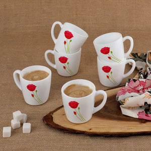Imperial Red Poppy Ricca Mugs, 6 Pieces