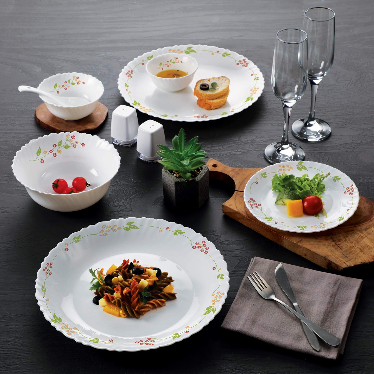 Dazzle Series 35 Pieces Opalware Dinner Set for Family of 6