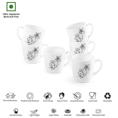 Imperial Camber Black Ricca Mugs, 6 Pieces