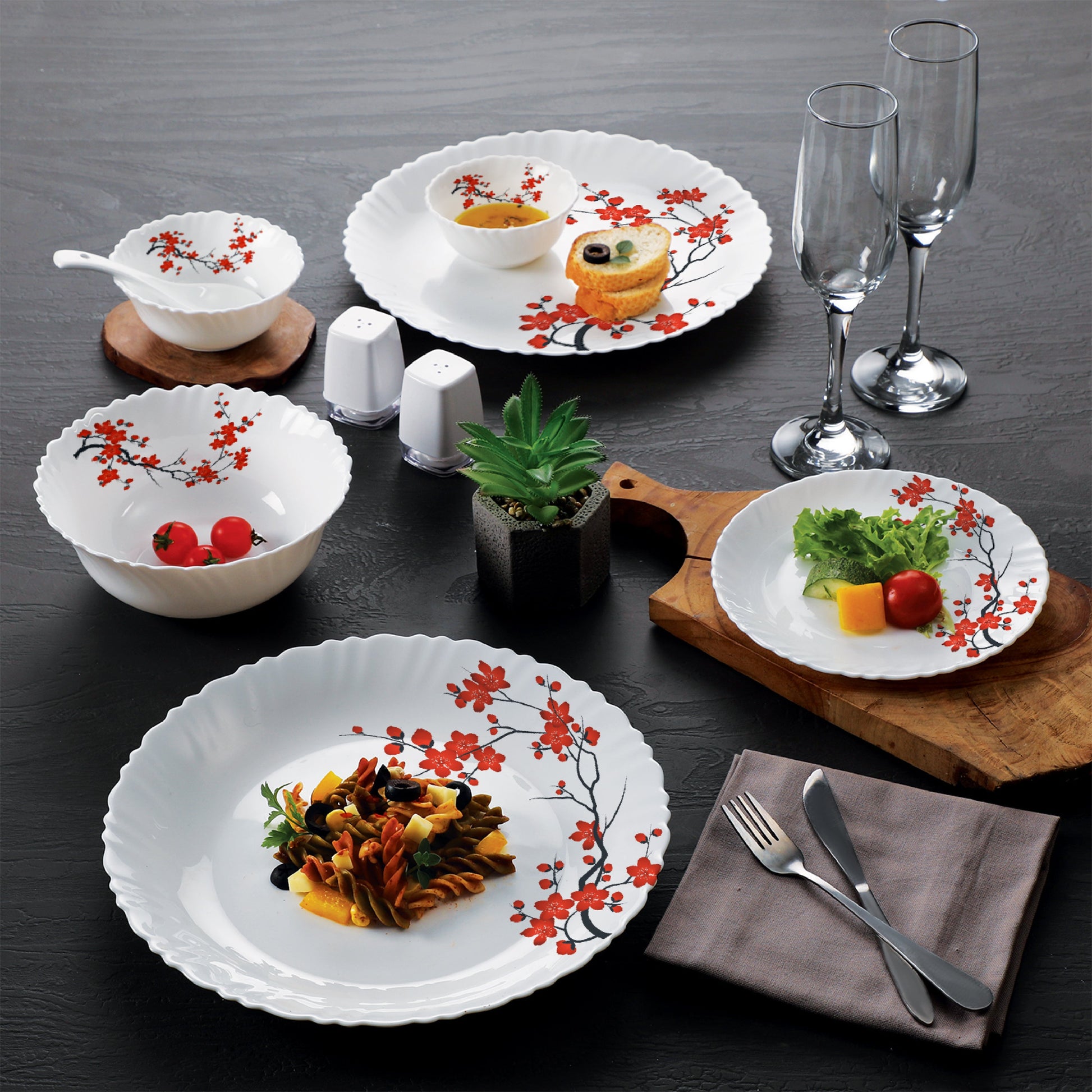 Dazzle Series 37 Pieces Opalware Dinner Set for Family of 6