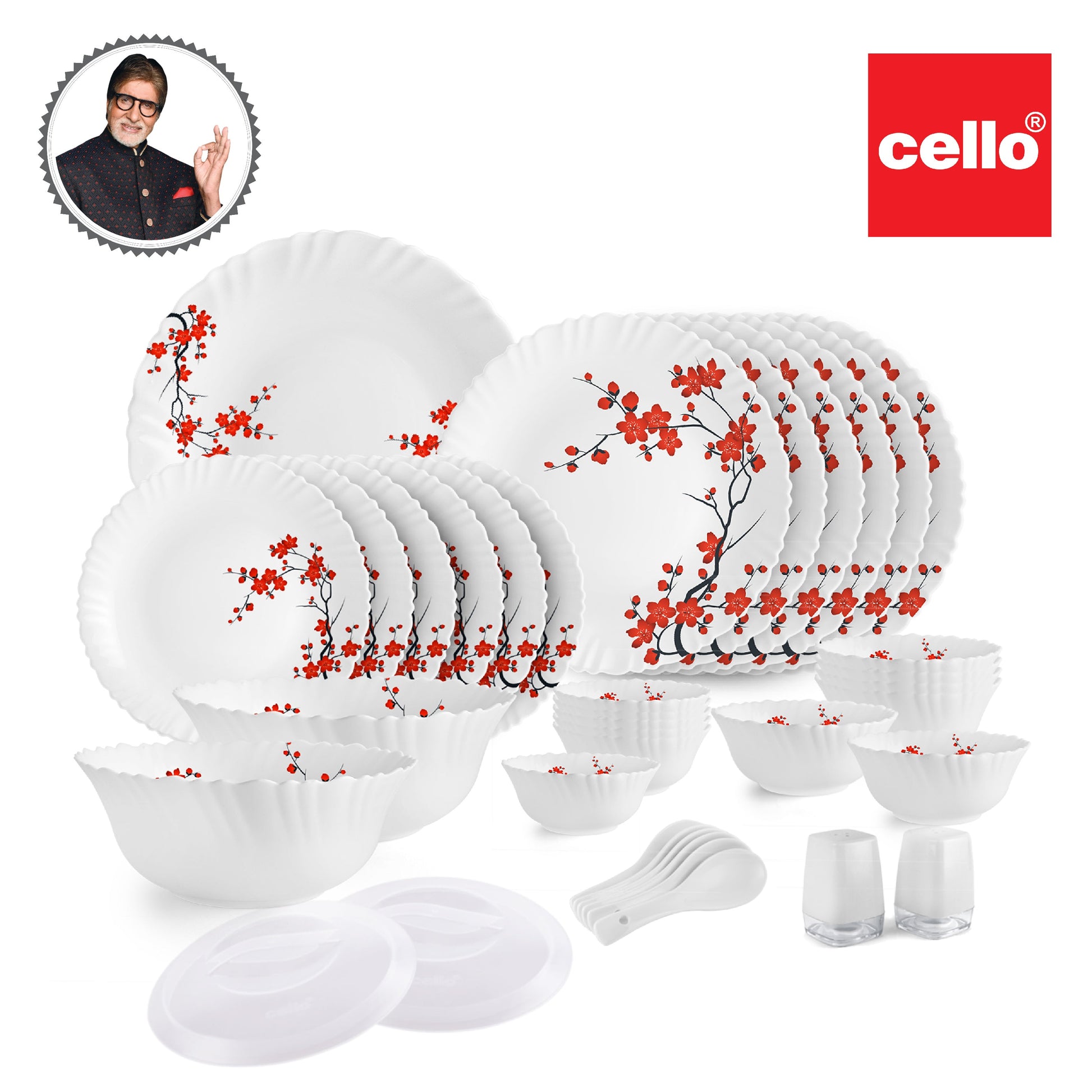 Dazzle Series 37 Pieces Opalware Dinner Set for Family of 6