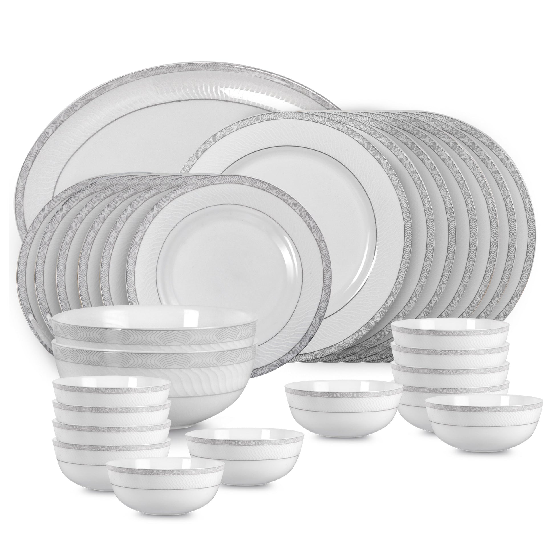 Feather Series 27 Pieces Opalware Dinner Set for Family of 6