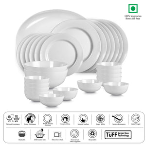 Feather Series 27 Pieces Opalware Dinner Set for Family of 6