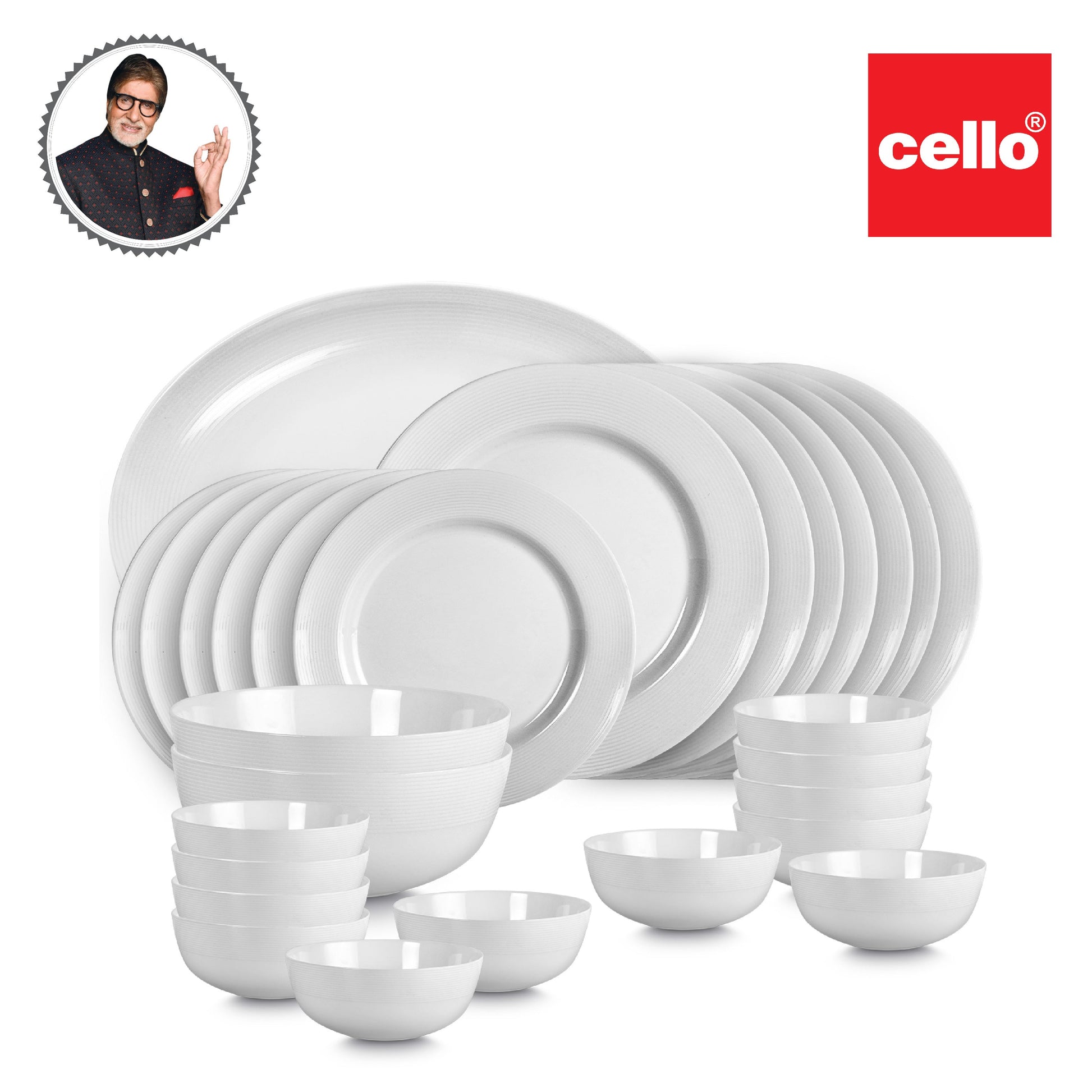 Feather Series 27 Pieces Opalware Dinner Set for Family of 6