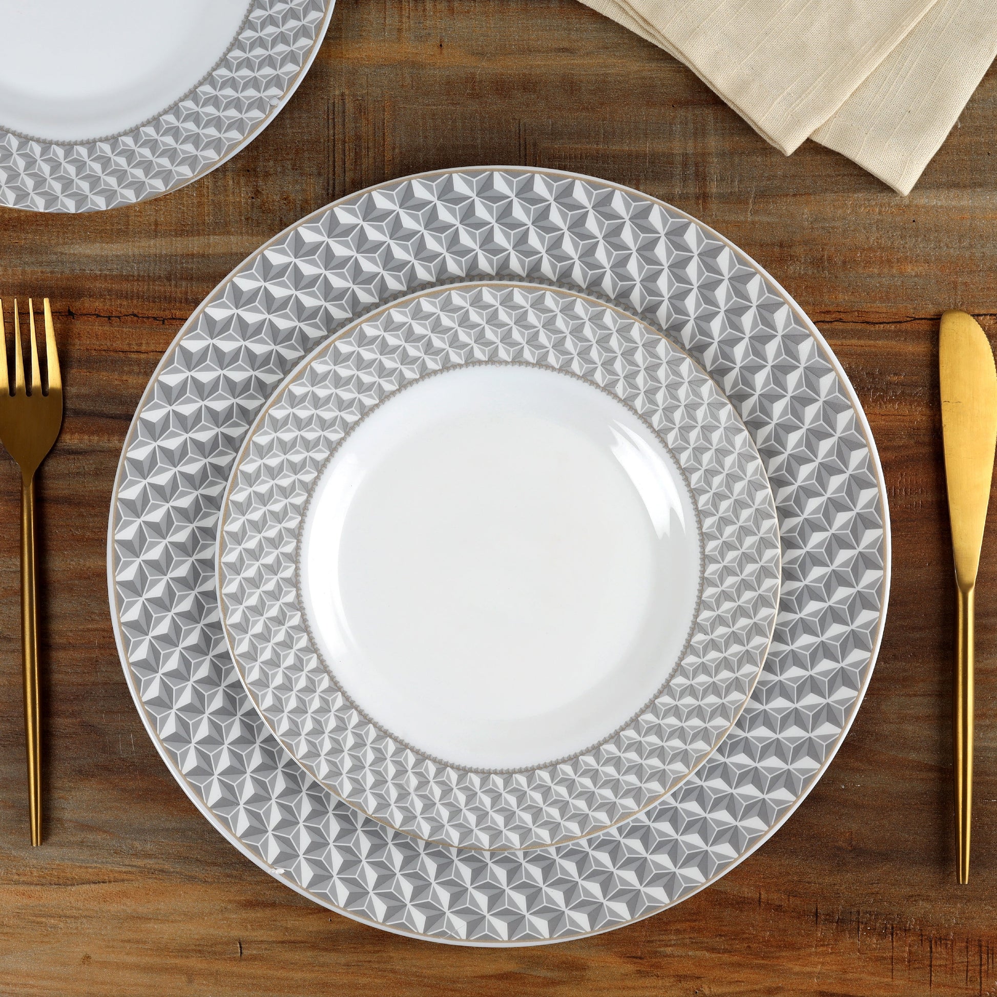 Feather Series 27 Pieces Opalware Dinner Set for Family of 6