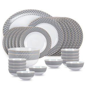 Feather Series 27 Pieces Opalware Dinner Set for Family of 6