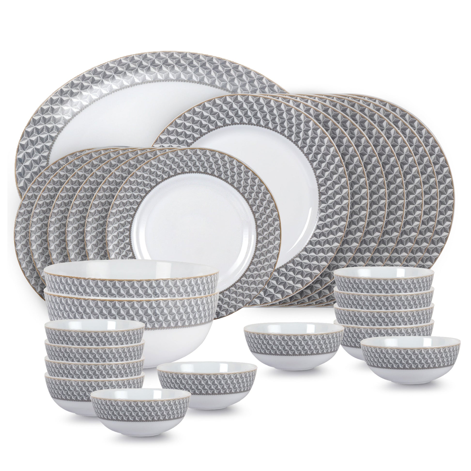 Feather Series 27 Pieces Opalware Dinner Set for Family of 6
