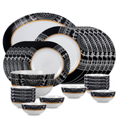Feather Series 27 Pieces Opalware Dinner Set for Family of 6