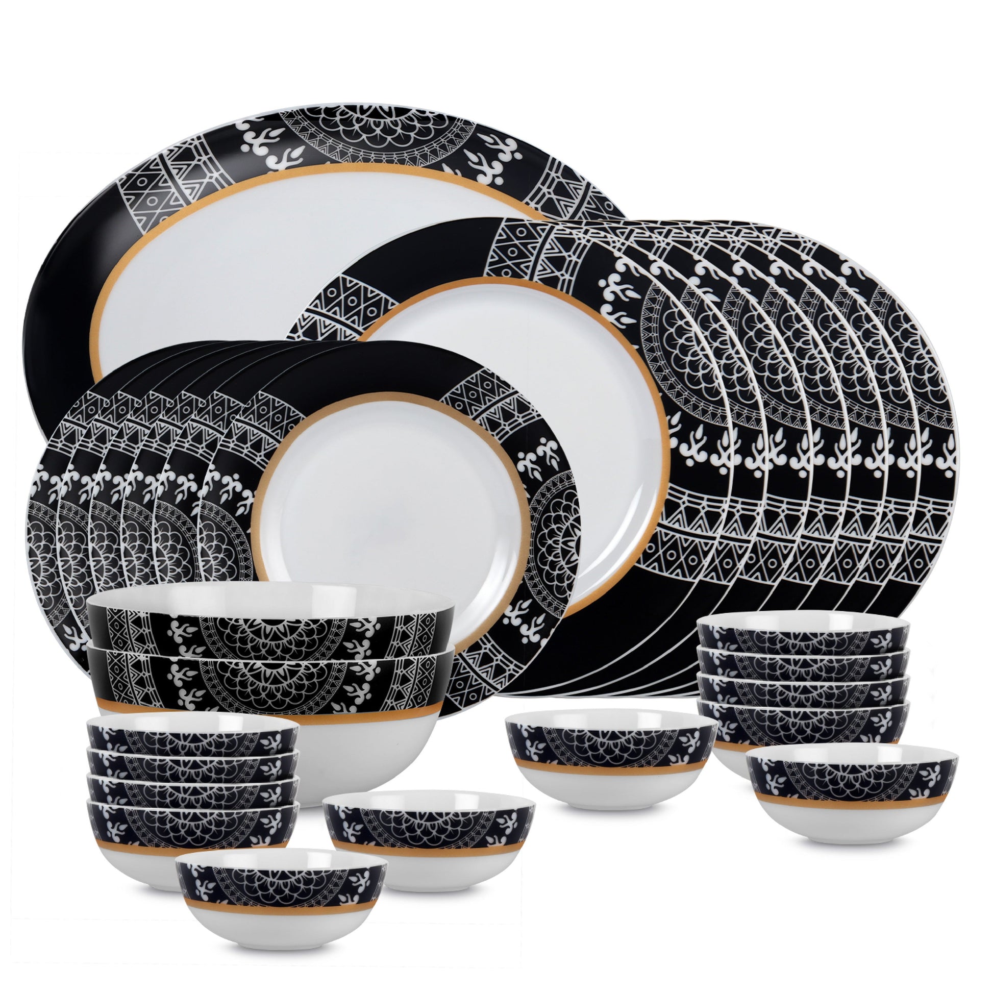 Feather Series 27 Pieces Opalware Dinner Set for Family of 6