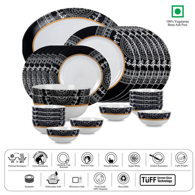 Feather Series 27 Pieces Opalware Dinner Set for Family of 6