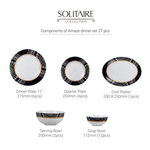Feather Series 27 Pieces Opalware Dinner Set for Family of 6