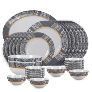 Feather Series 27 Pieces Opalware Dinner Set for Family of 6