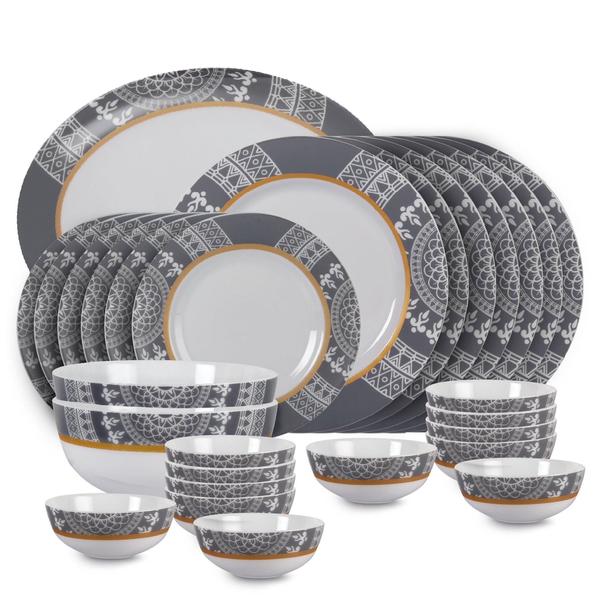 Feather Series 27 Pieces Opalware Dinner Set for Family of 6