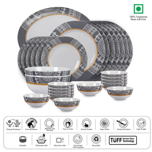 Feather Series 27 Pieces Opalware Dinner Set for Family of 6