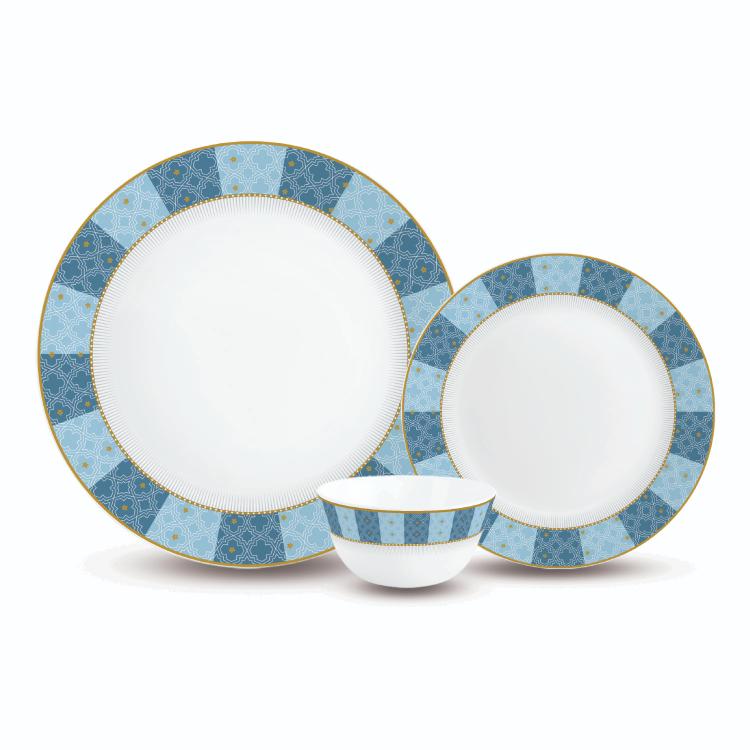 Aurus Series 27 Pieces Azure Opalware Dinner Set, Family of 6