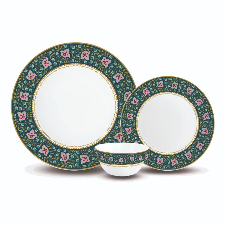 Aurus Series 27 Pieces Chintz Opalware Dinner Set, Family of 6